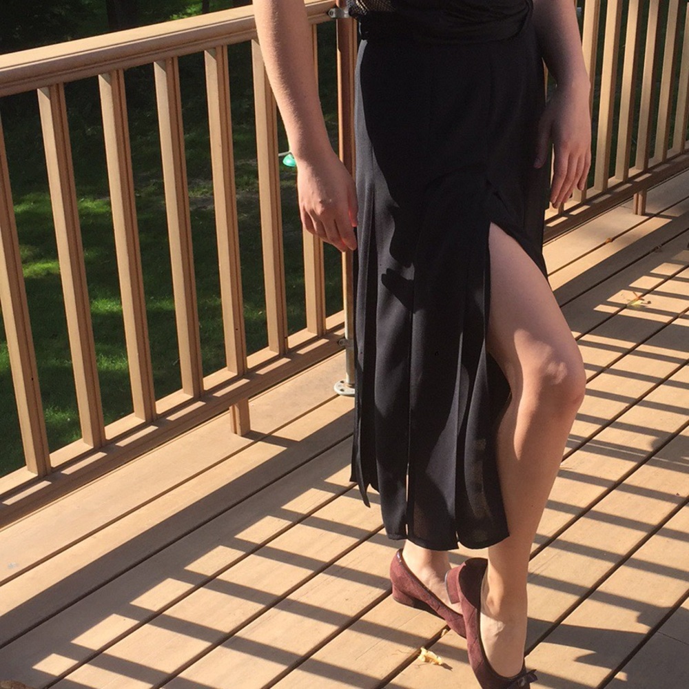 Unique vintage slit high-waisted skirt